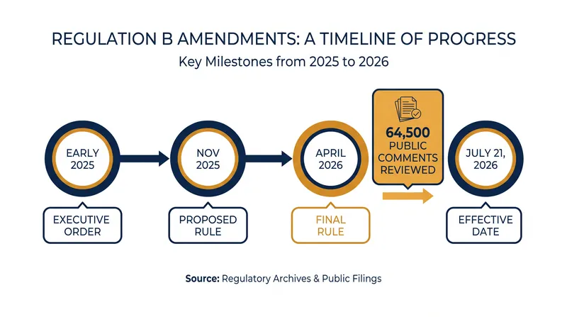 The regulatory overhaul was finalized after reviewing over 64,000 public comments.