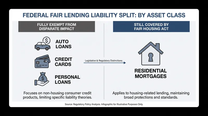 While consumer credit is largely deregulated, residential mortgages remain subject to disparate impact claims under housing laws.