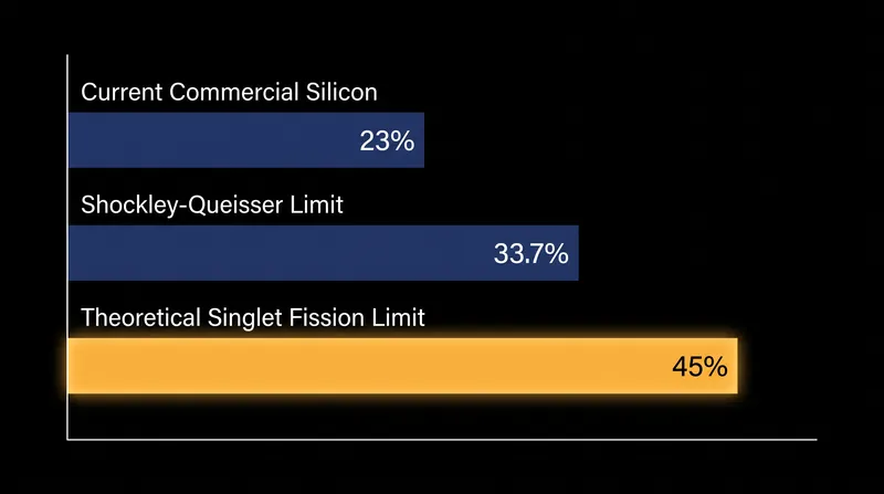 If commercialized, singlet fission technology could push the theoretical ceiling of solar panels far beyond current physical limits.