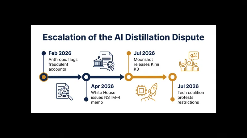 The dispute over open-weight AI and intellectual property theft has rapidly escalated throughout 2026.