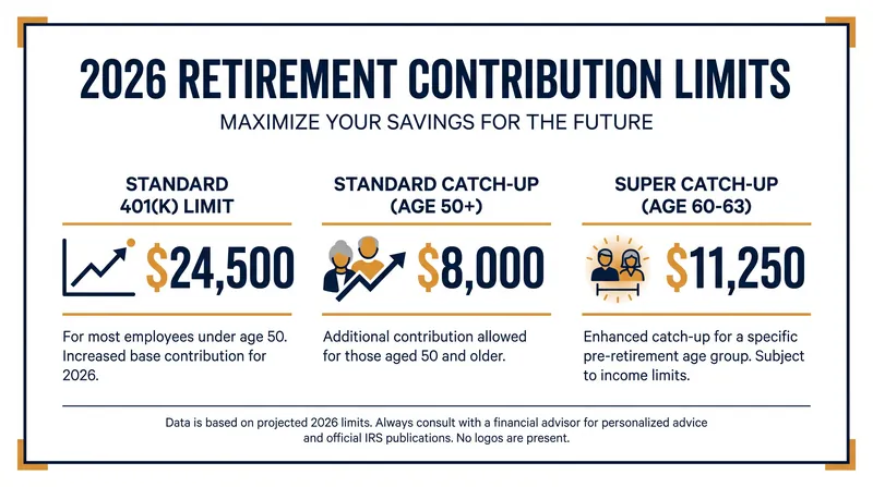 The IRS contribution limits for workplace retirement plans in 2026.