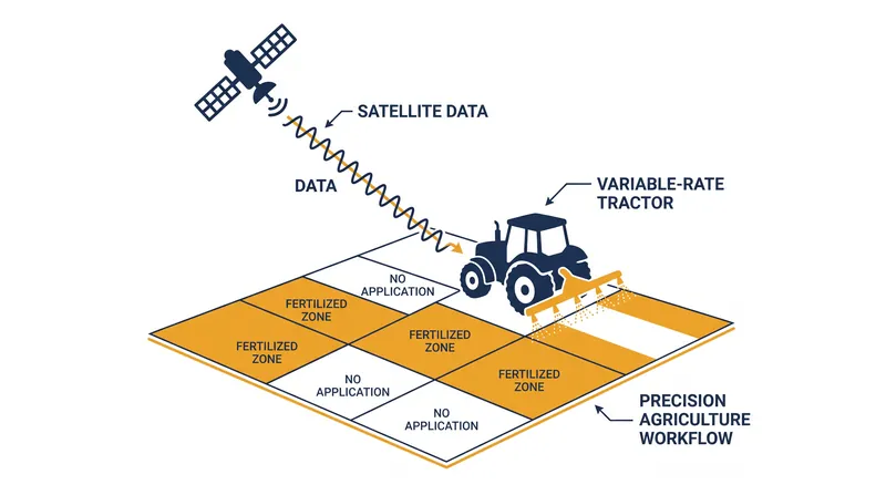 Variable-rate application allows farmers to target nutrient delivery, reducing total fertilizer use by up to 60 percent.