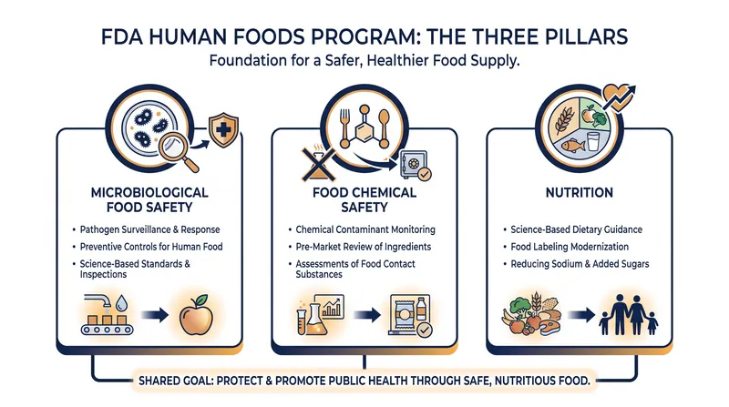 The Human Foods Program reorganizes FDA priorities into three distinct risk-management pillars.