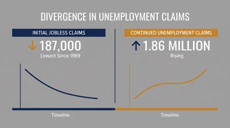 While new layoffs have plummeted to historic lows, the number of workers remaining on unemployment continues to rise.