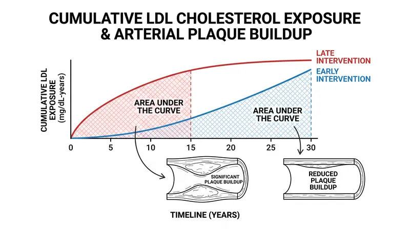 Early intervention aims to reduce the cumulative lifetime exposure to LDL cholesterol, preventing plaque from hardening.