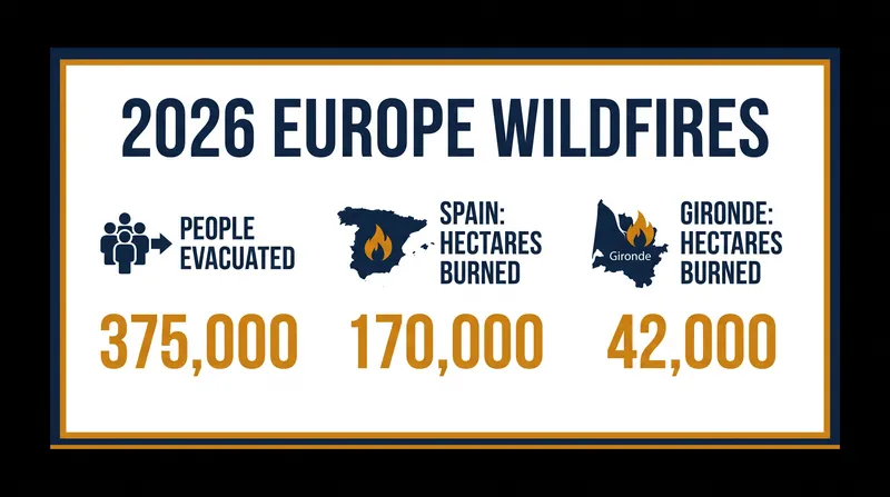The scale of the 2026 southwestern Europe wildfires.