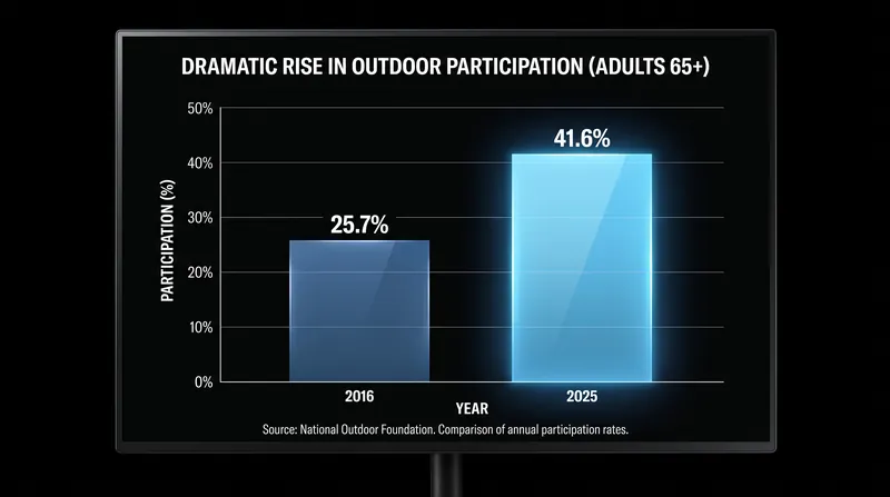 Seniors are the fastest-growing demographic in the outdoors, adding over 12 million new participants in the last decade.