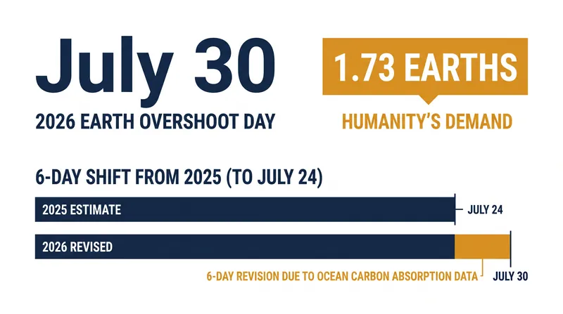 The 2026 date shifted six days later than 2025, primarily due to revised data on the ocean's carbon absorption capacity.