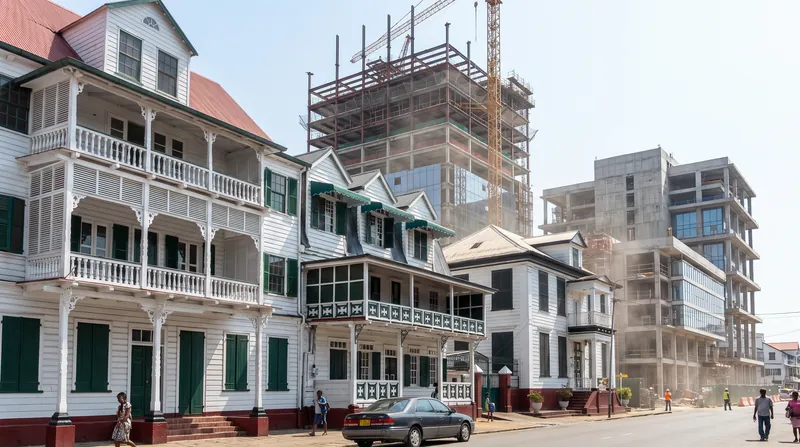 New construction projects have significantly altered the historic urban landscape of Paramaribo, Suriname.