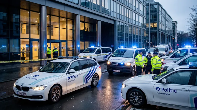 Belgian federal police conducted coordinated raids at the suspect's home and workplace.