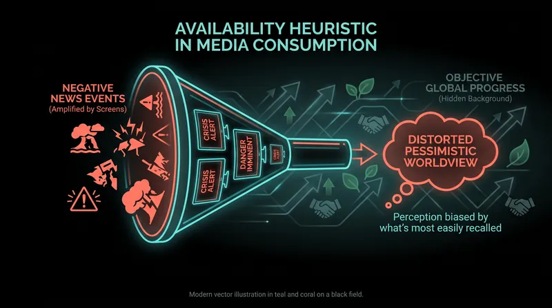 The availability heuristic causes individuals to judge the state of the world based on the negative events most heavily amplified by media.