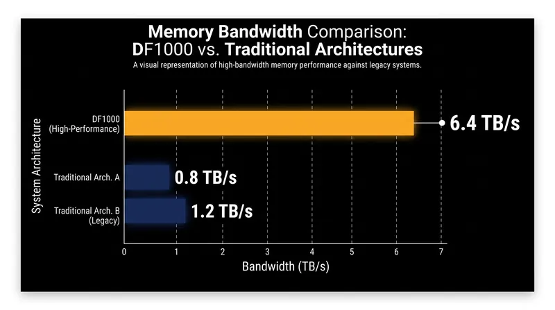 The DF1000 claims to achieve 6.4 TB/s of memory bandwidth without using restricted High-Bandwidth Memory.