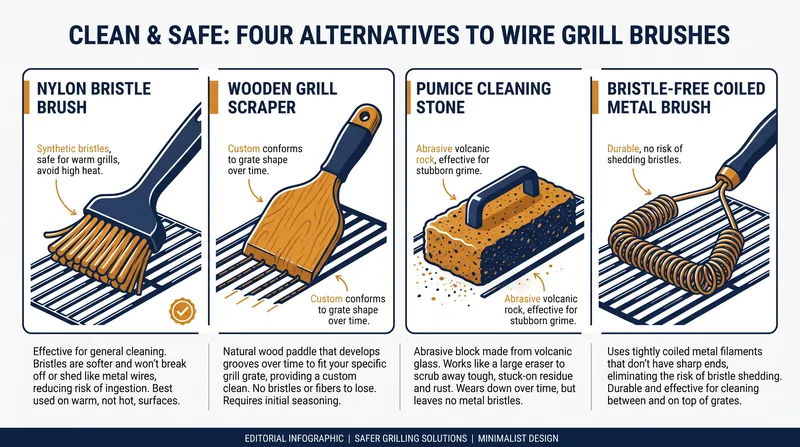 Grill cleaning alternatives that eliminate the risk of metal bristle ingestion.