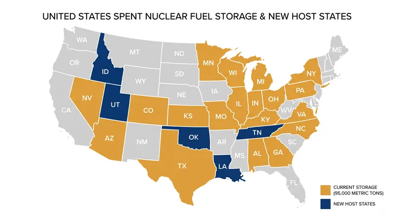 More than 95,000 metric tons of commercial spent nuclear fuel are currently stranded across 30 states.
