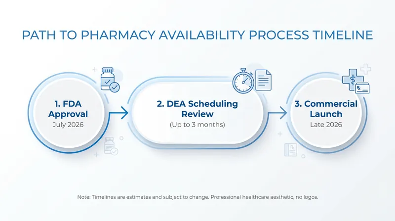 The drug must clear a mandatory DEA scheduling review before it becomes commercially available.