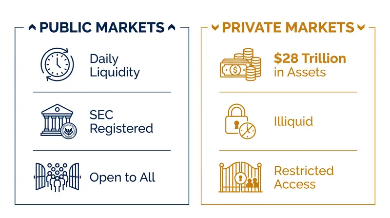 Private markets have grown to $28 trillion, but remain largely inaccessible to standard retail portfolios.