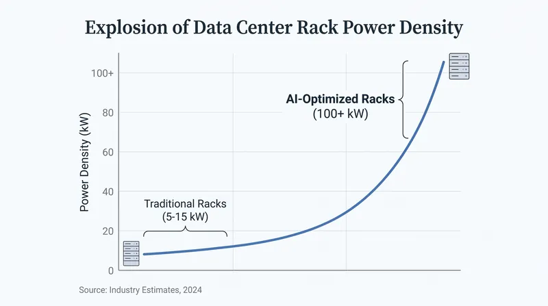 AI-optimized server racks require up to ten times more power than traditional cloud computing infrastructure.