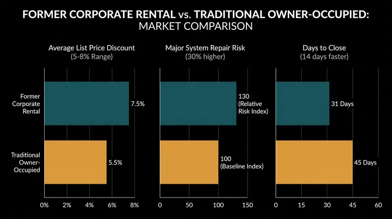 The trade-offs of buying a liquidated corporate rental versus a traditional home.