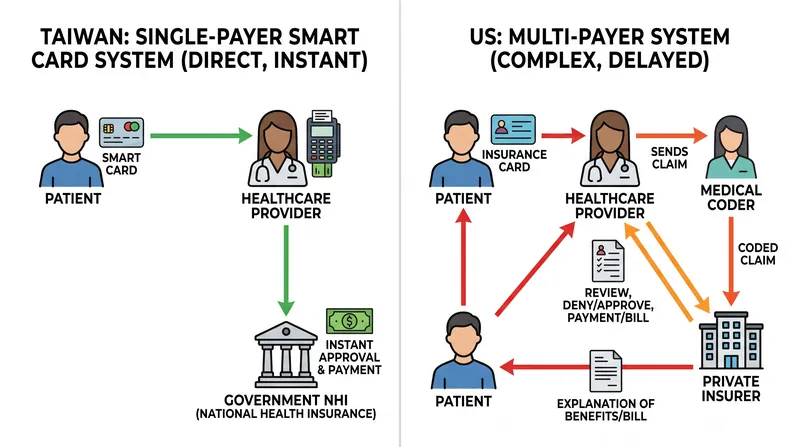 Taiwan's centralized digital infrastructure eliminates the multi-layered billing processes that drive up costs in fragmented systems.