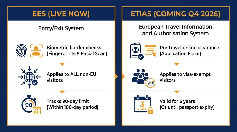 How the EU's two new border systems differ in scope and timeline.