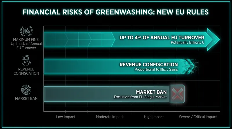 Penalties for violating the EU's strict new environmental marketing standards.