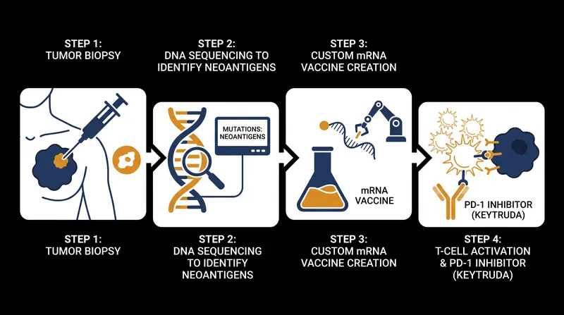 How personalized mRNA cancer vaccines train the immune system to recognize and attack tumor cells.