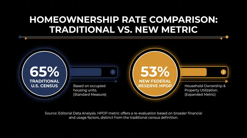 The Federal Reserve's HPOP metric reveals a 12-point drop in actual adult homeownership compared to traditional Census data.