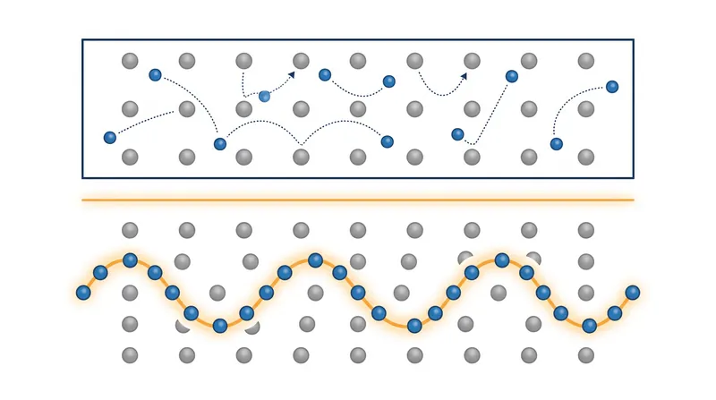 In strange metals, electrons behave as a highly correlated quantum fluid rather than independent particles.