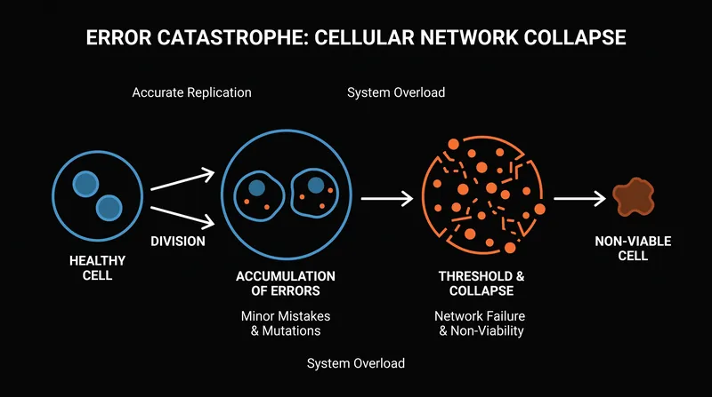 Error catastrophe occurs when genetic noise overwhelms a cell's ability to produce essential proteins.