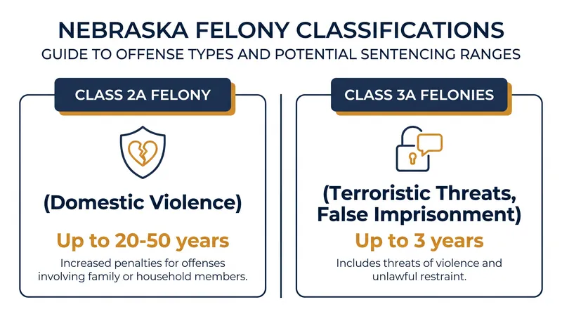 Statutory penalties for the felony charges filed in Nebraska.