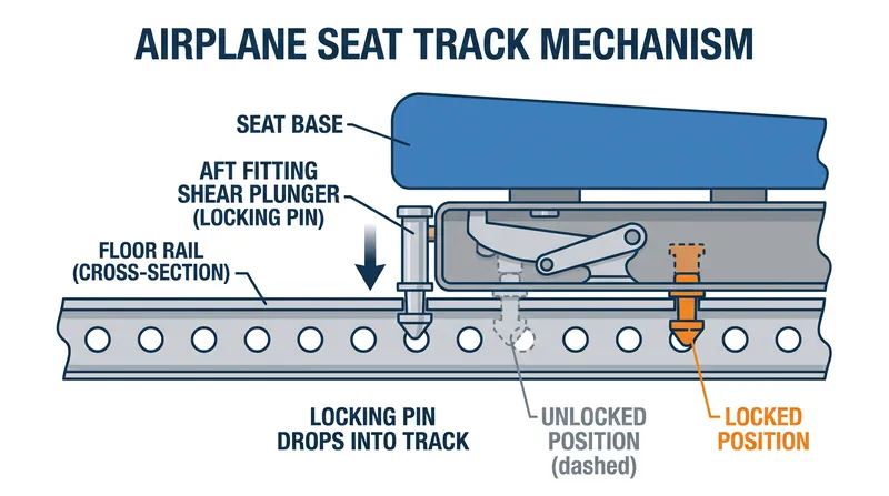 How modern airline seats lock into cabin floor tracks.