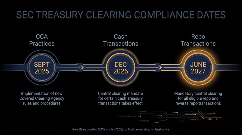 The SEC granted a 12-month extension in 2025 to allow the industry more time to build necessary clearing infrastructure.