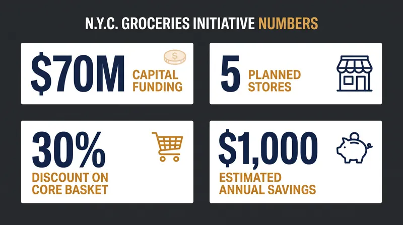 The financial blueprint for the N.Y.C. Groceries initiative.