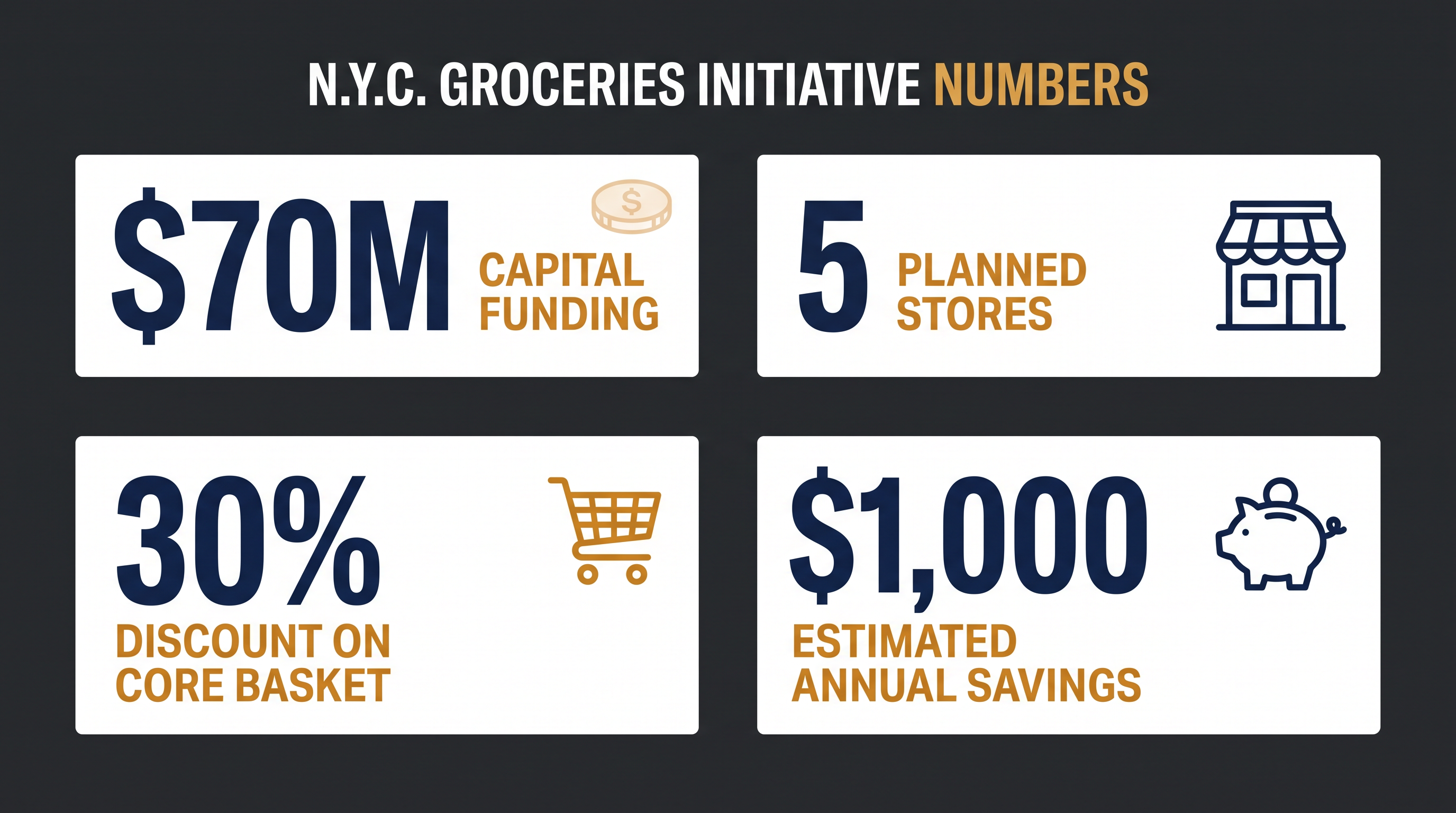 The financial blueprint for the N.Y.C. Groceries initiative.