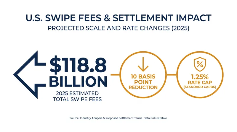The settlement introduces temporary rate reductions and a cap on standard consumer cards.