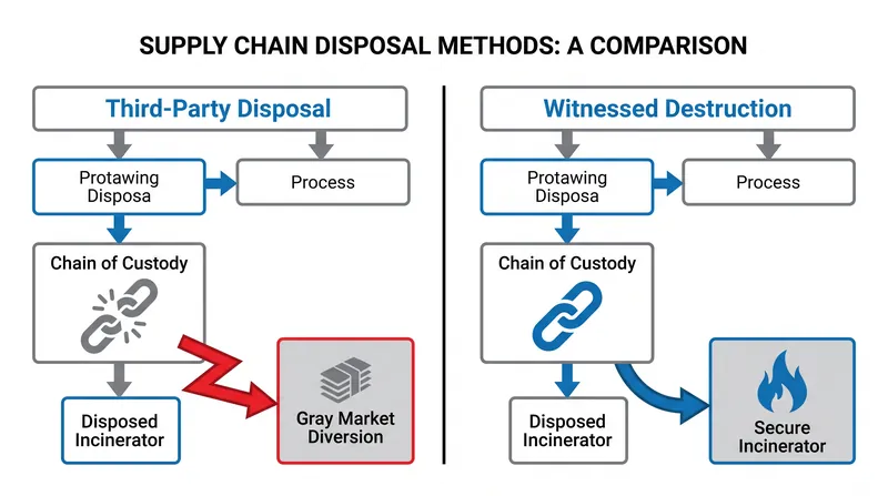Outsourcing disposal saves money but introduces the risk of gray-market diversion.