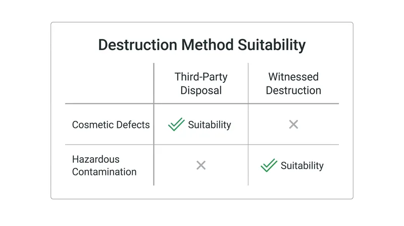 Supply chain analysts recommend matching the destruction method to the severity of the product defect.
