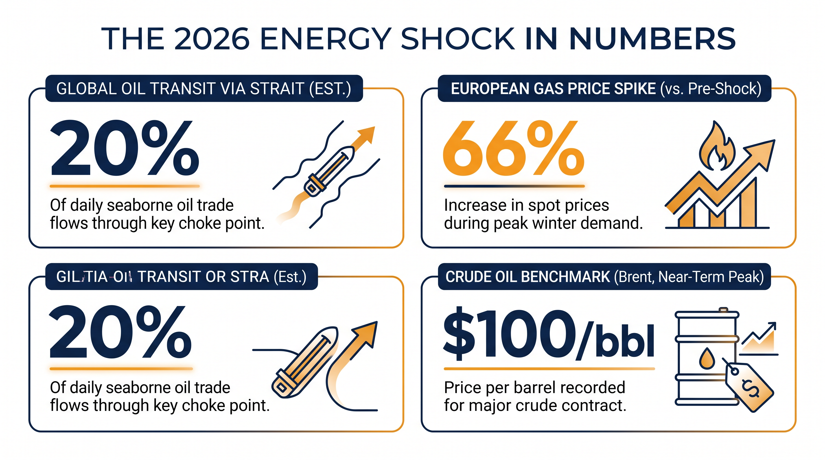 The immediate statistical impact of the maritime chokepoint closure.