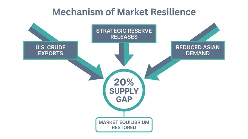 How the global market absorbed the physical supply shock.