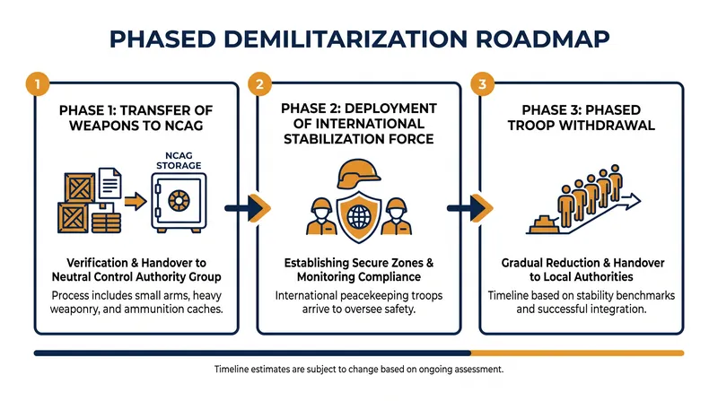 The 14-point roadmap links the decommissioning of weapons to a gradual Israeli withdrawal.