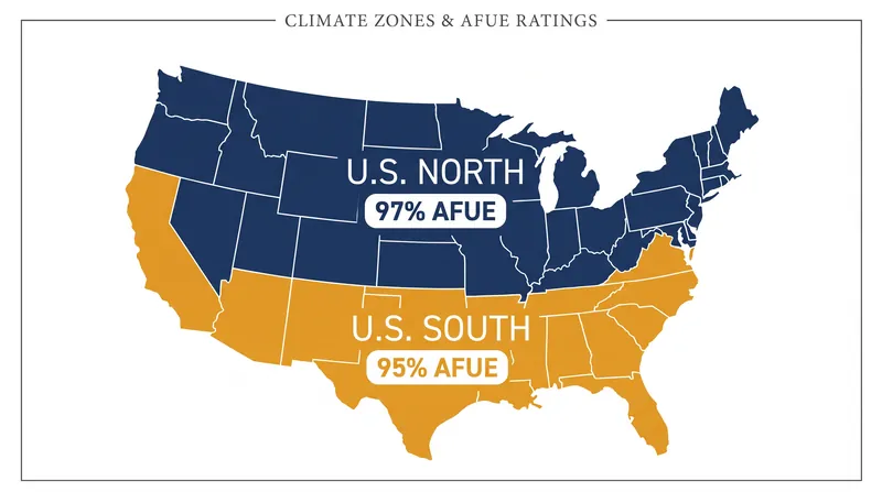 The EPA's regional approach requires higher efficiency in colder northern states where heating systems run more frequently.