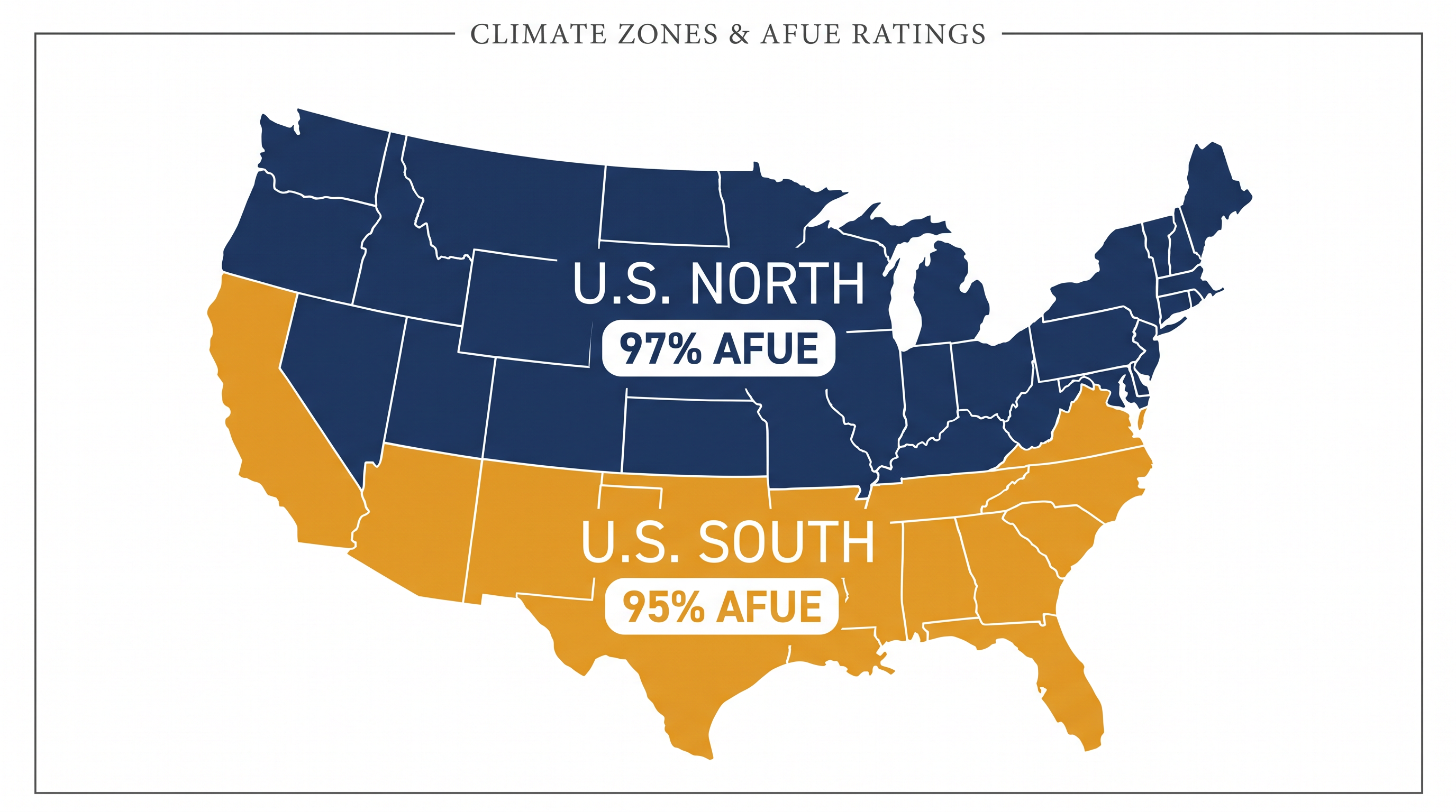 The EPA's regional approach requires higher efficiency in colder northern states where heating systems run more frequently.