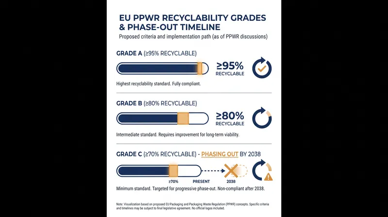 By 2030, all packaging must meet at least Grade C recyclability to remain on the EU market.