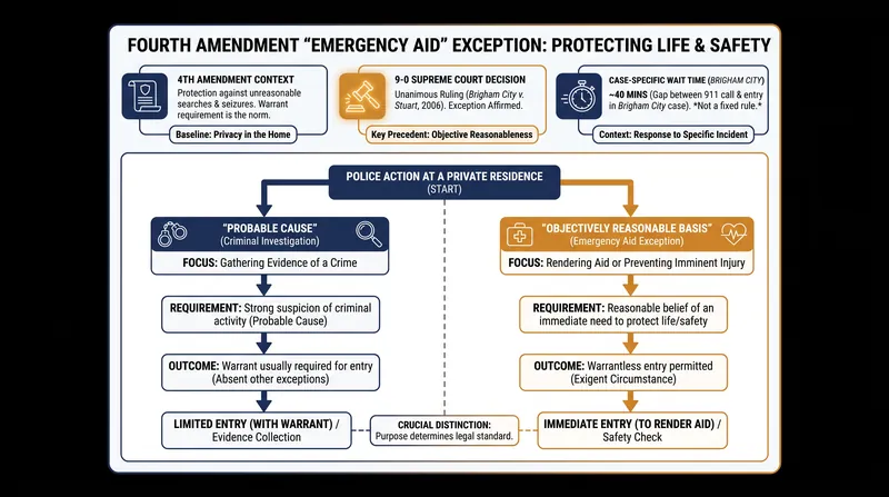 The ruling distinguishes the standard required for life-saving interventions from traditional criminal investigations.