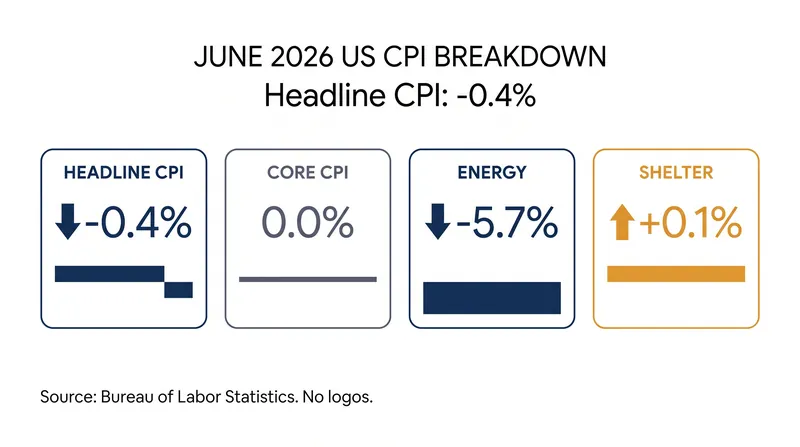 A massive drop in energy costs drove the headline decline, while core inflation remained flat.