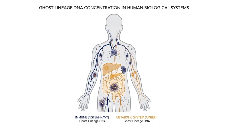 Ghost lineage DNA is heavily concentrated in regions associated with immunity and metabolism.
