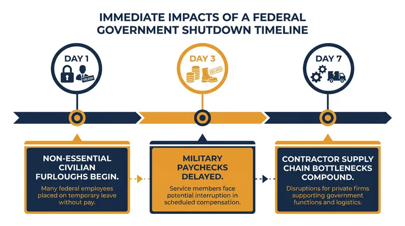 Projected timeline of disruptions if the continuing resolution fails to pass.