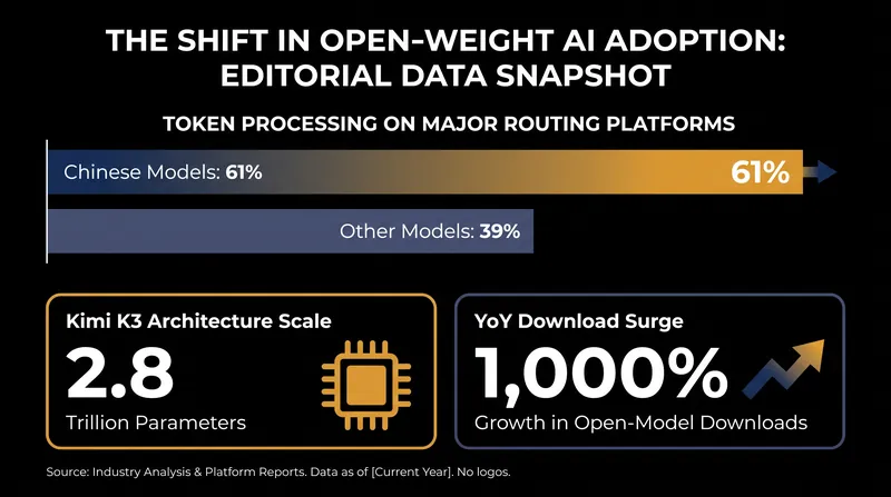 Open-weight models have seen massive global adoption due to their accessibility and performance.