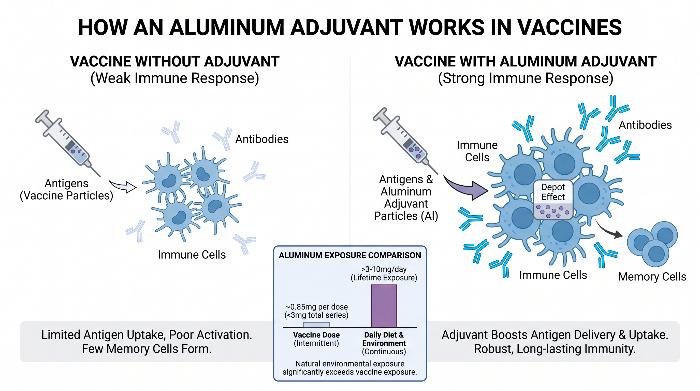 Aluminum salts act as an irritant to provoke a stronger, longer-lasting immune response to non-live vaccines.