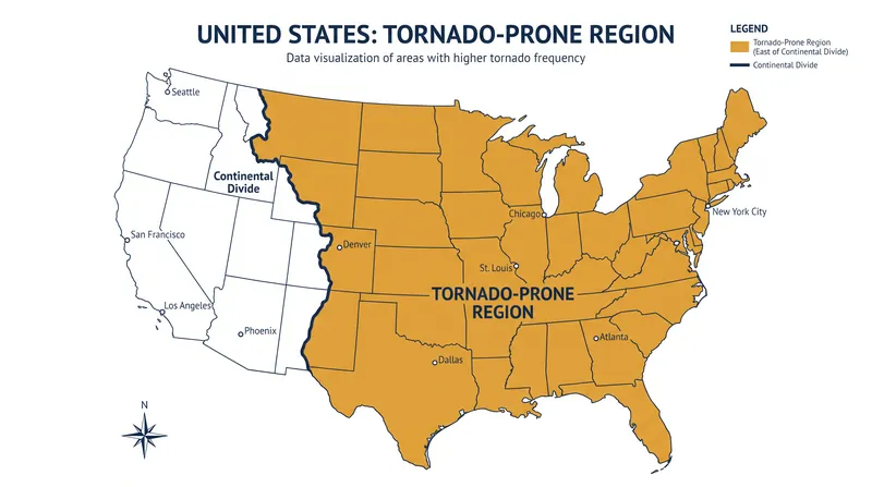 The ASCE 7-22 tornado load provisions apply to high-risk buildings located east of the Continental Divide.